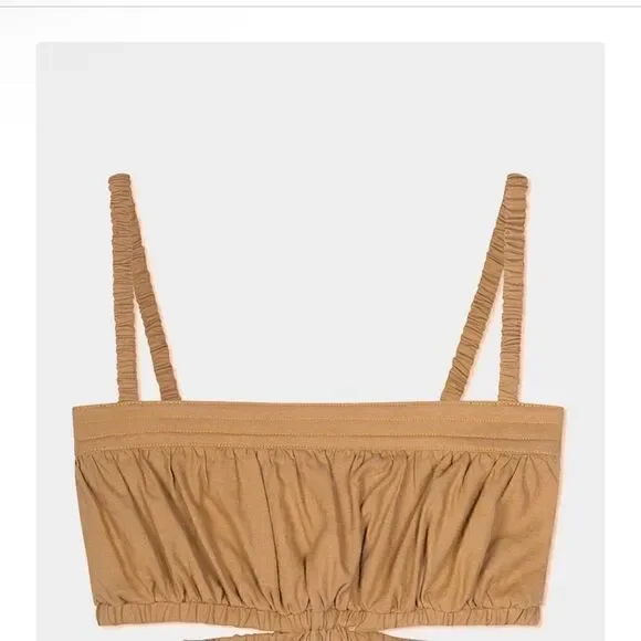 NWT Jonathan Simkhai Clay Washed Linen Ruched Crop Top Large - Picture 4 of 10